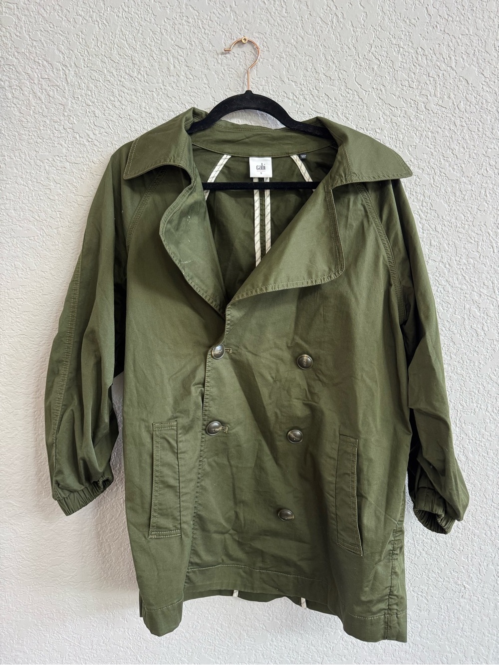 CAbi Olive Green Double-Breasted Pea Coat